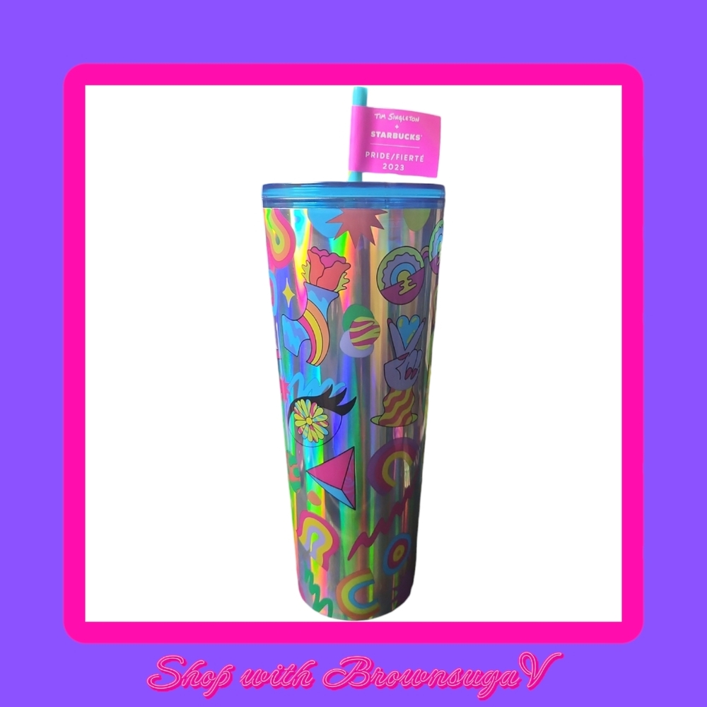 Starbucks 2023 Holographic Pride Tim Singleton  Tumbler Cup 24 oz
